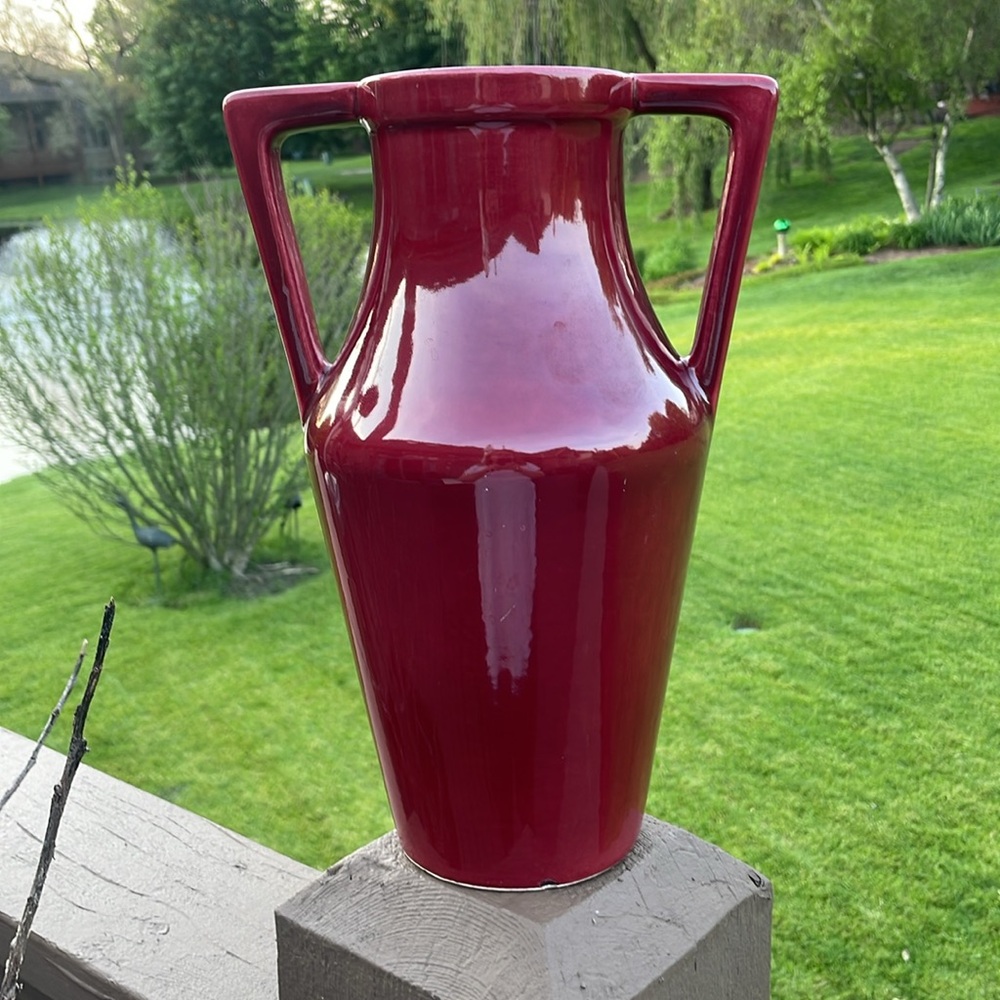 Red Wing Pottery USA Two Handled Vase #403 in Burgundy